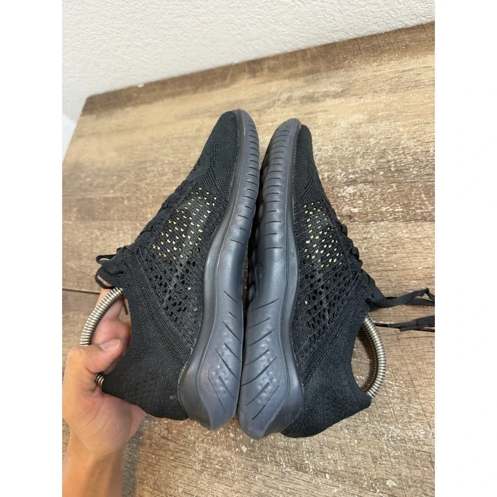 Nike Free RN Flyknit Triple Black Running Shoes Sneakers Women Size 8 942839-002
